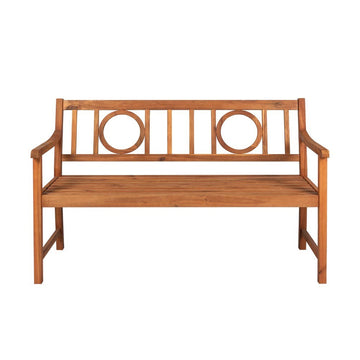 Apollo Circle-Back 600-Lbs Support Acacia Wood Outdoor Garden Patio Bench - JONATHAN Y
